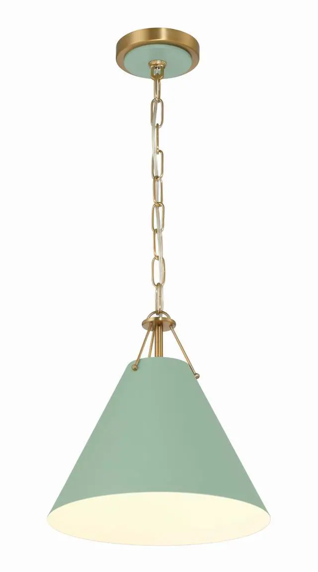 Alt view image 3 of 6 - Xavier 12'' Vibrant Gold + Green Pendant