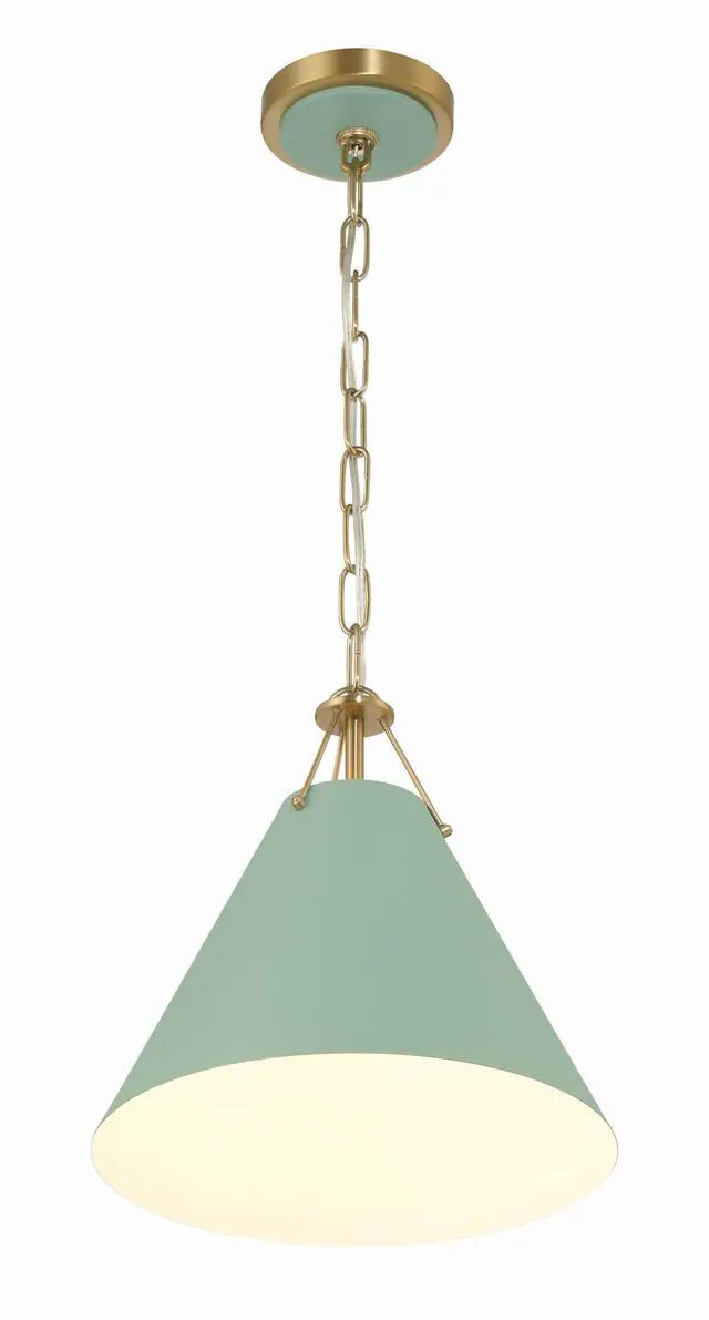 Alt view image 4 of 6 - Xavier 12'' Vibrant Gold + Green Pendant