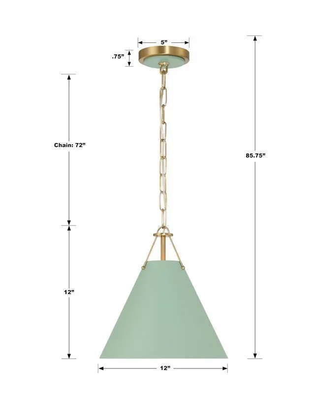 Alt view image 5 of 6 - Xavier 12'' Vibrant Gold + Green Pendant