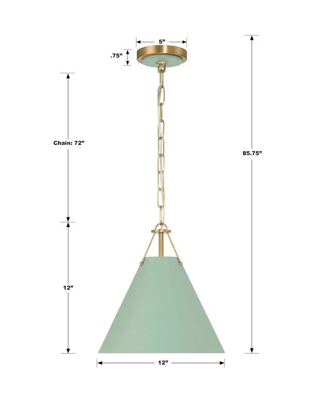 Alt view image 6 of 6 - Xavier 12'' Vibrant Gold + Green Pendant