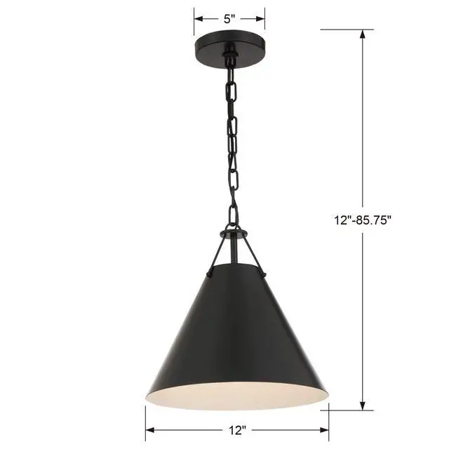 Alt view image 6 of 6 - Xavier 12'' Matte Black Pendant