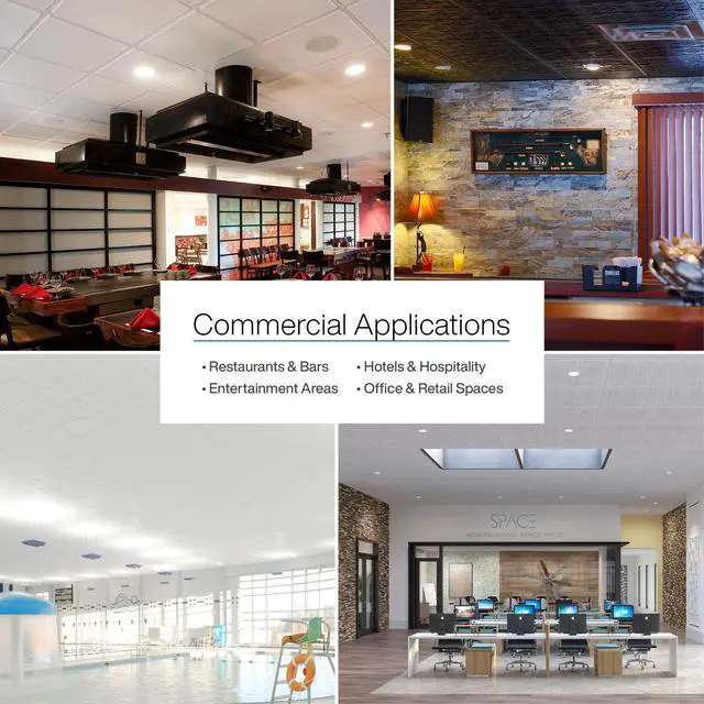 Alt view image 4 of 6 - 2ft x 2ft Stucco Pro Black PVC Ceiling Tiles (12 Tiles) | Easy Drop-In Installation, Waterproof, Washable and Fire-rated