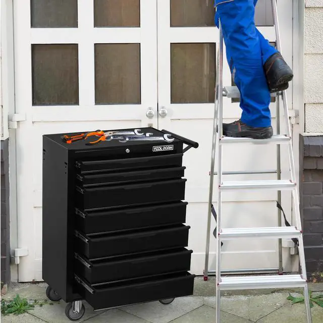 Alt view image 2 of 6 - Tool Box Rolling Tool Cabinets, 24.2inch Rolling Toolbox with 7 Drawers, Metal Tool Chest with Wheels Tool Cart for Garage, Warehouse, Repair Shop, Workshop