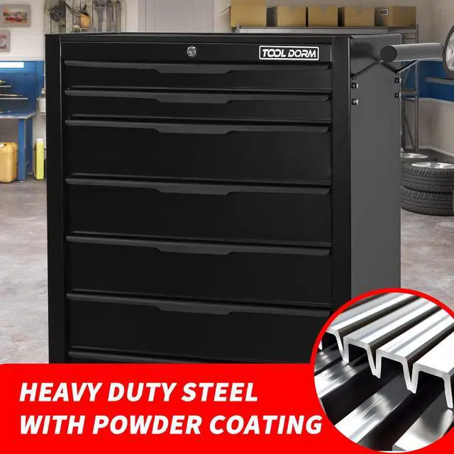 Alt view image 4 of 6 - Tool Box Rolling Tool Cabinets, 24.2inch Rolling Toolbox with 7 Drawers, Metal Tool Chest with Wheels Tool Cart for Garage, Warehouse, Repair Shop, Workshop