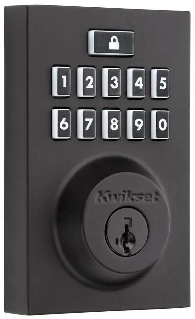 Main image of 914 Contemporary Keypad SmartCode Electronic Deadbolt Smart Lock featuring SmartKey Security and ZigBee 3.0 Technology in Matte Black