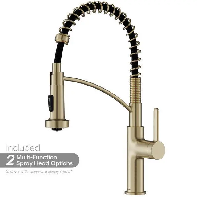 Alt view image 4 of 6 - Scottsdale Spot-Free Commercial Style Pull-Down Kitchen Faucet with Dual Interchangeable Spray Heads 5-Function Revolve MAX & 3-Function Revolve, High-Arc Design (Spot Free Champagne Bronze)