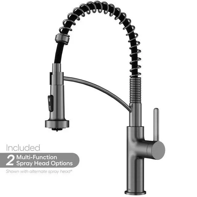 Alt view image 4 of 6 - Scottsdale Spot-Free Commercial Style Pull-Down Kitchen Faucet with Dual Interchangeable Spray Heads 5-Function Revolve MAX & 3-Function Revolve, High-Arc Design (Spot Free Gun Metal Grey)