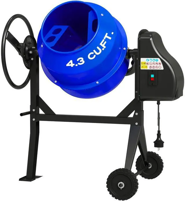 Main image of Electric Cement Mixer, 4.3 Cu.Ft.450W Portable Concrete Mixer Machine with Wheels & Stand Steel for Stucco, Mortar, Feed Mixing, Farm Use, Blue