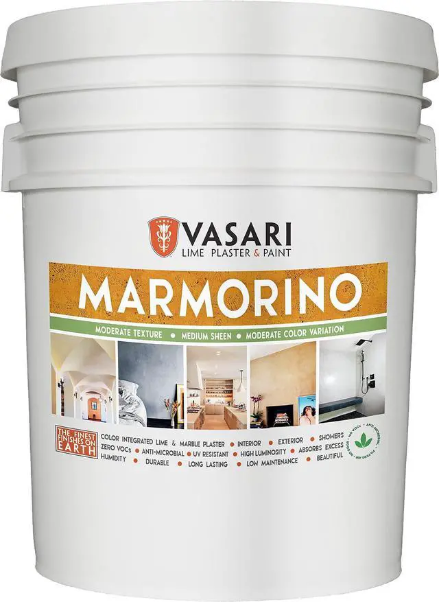 Main image of Lime Plaster & Paint | Marmorino Plaster (Fine Sand Finish) | Made from Natural Lime and Powdered Marble |color: Natural White #1 | size: 5 Gallon Wet Mix