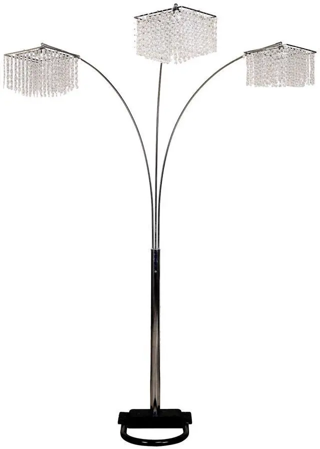 Main image of International 6932 3 Light Crystal Inspirational Arch Floor Lamp, 97" x 17.5" x 19", Silver