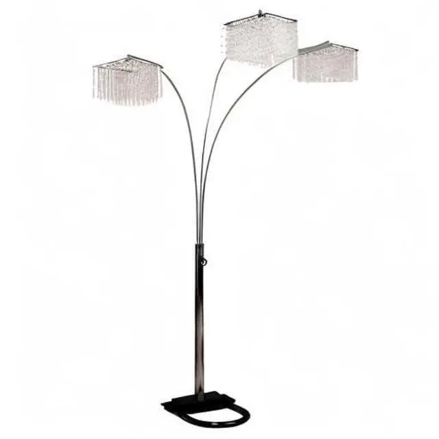 Alt view image 2 of 2 - International 6932 3 Light Crystal Inspirational Arch Floor Lamp, 97" x 17.5" x 19", Silver