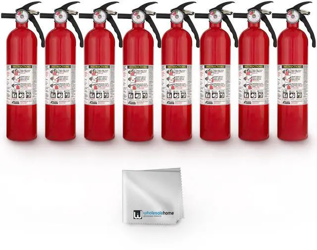 Main image of FA110 Multipurpose Fire Extinguishers 8 Pack - Red, (Rating 1-A:10-B:C) Includes Wholesalehome Cleaning Cloth