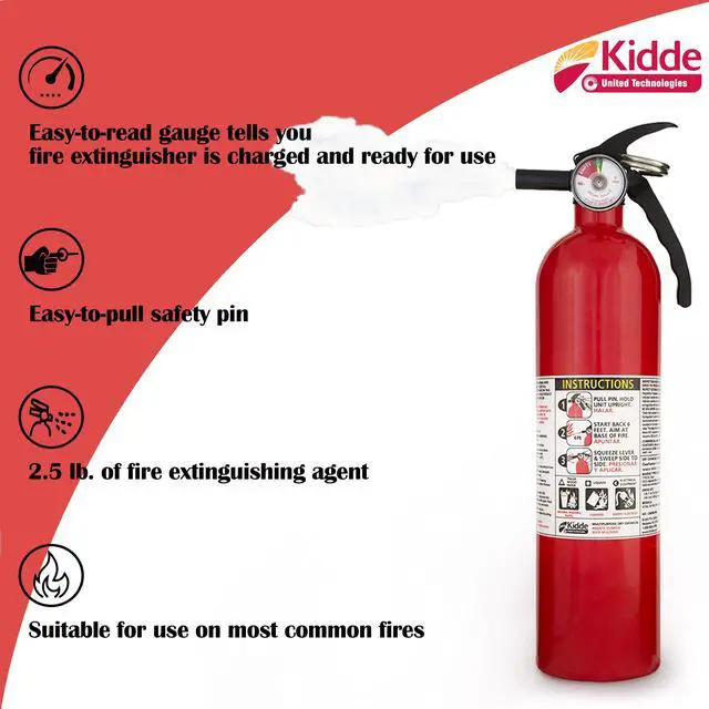 Alt view image 2 of 6 - FA110 Multipurpose Fire Extinguishers 8 Pack - Red, (Rating 1-A:10-B:C) Includes Wholesalehome Cleaning Cloth