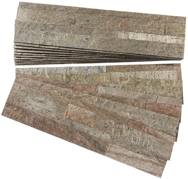 Main image of Peel and Stick Stone Overlay Kitchen Backsplash - Tarnished Quartz (Approx. 15 sq ft Kit) - Easy DIY Tile Backsplash