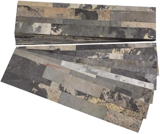 Main image of Peel and Stick Stone Overlay Kitchen Backsplash - Medley Slate (Approx. 15 sq ft Kit) - Easy DIY Tile Backsplash