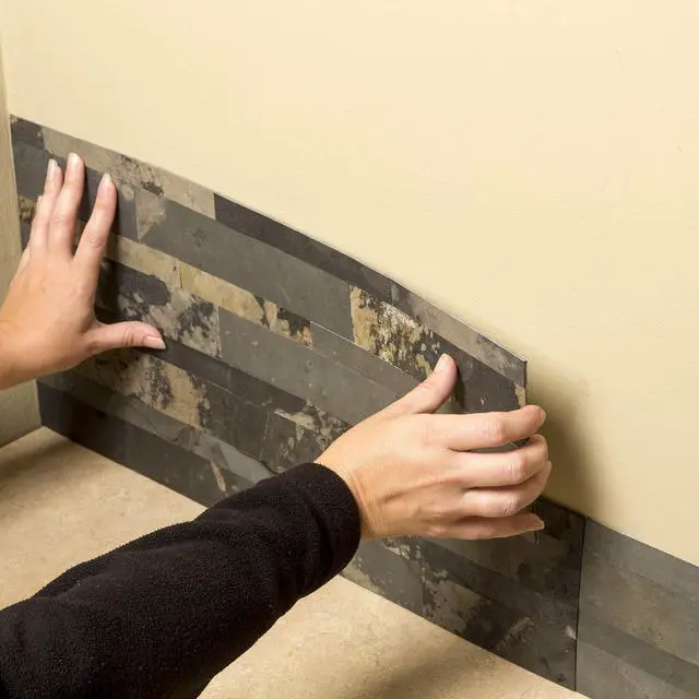 Alt view image 5 of 6 - Peel and Stick Stone Overlay Kitchen Backsplash - Medley Slate (Approx. 15 sq ft Kit) - Easy DIY Tile Backsplash