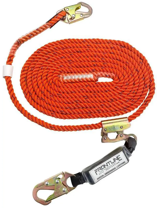 Alt view image 2 of 5 - Frontline VLP200R3L Premium Vertical Lifeline with Openable Rope Grab 200' and Shock Pack | High Tenacity Polyester Material | Double Locking Closing Mechanism | OSHA & ANSI Compliant