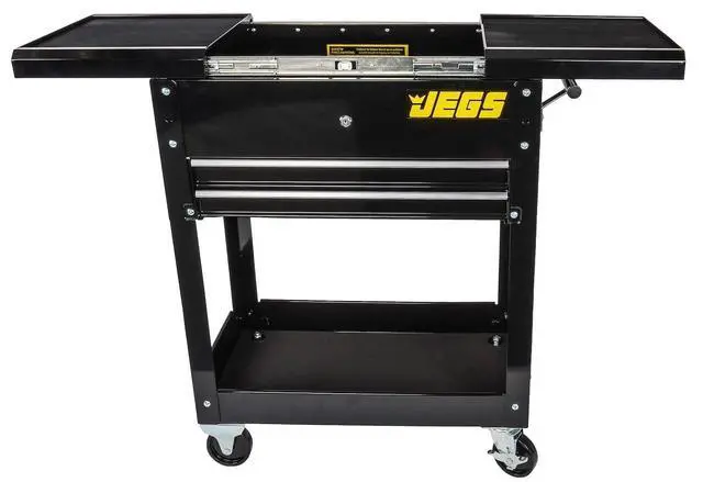 Alt view image 3 of 6 - Heavy-Duty Tool Box Cart | 220 LBS Capacity | Uses Four 4" Caster Wheels | Includes 2 Keyes and 6 Drawer Liners | Black with Logo | 2 Locking Drawers | Sliding Top