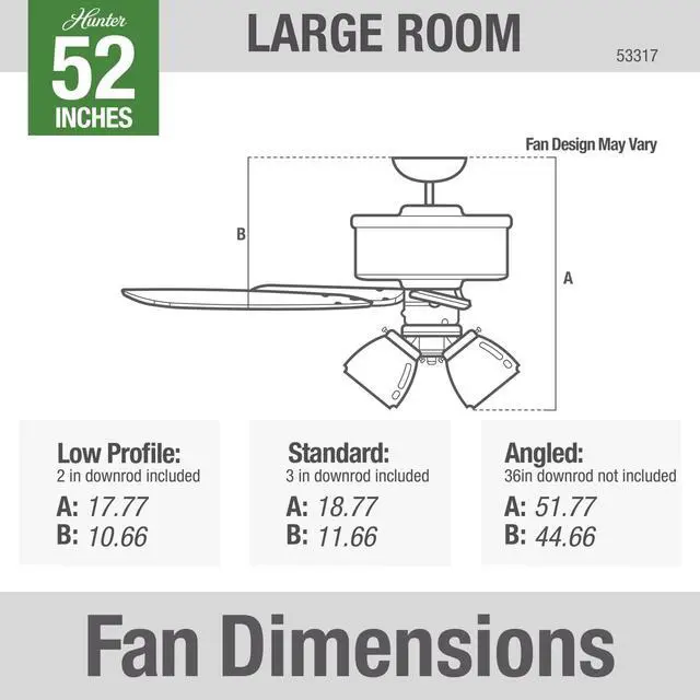 Alt view image 6 of 6 - 52 inch Indoor Ceiling Fan with LED Lights - Bronze Ceiling Fan with Pull Chain, For Bedroom or Living Room, Standard Mount, No Remote, 5 Blades, Includes Bulbs - Newsome 53317, Premier Bronze