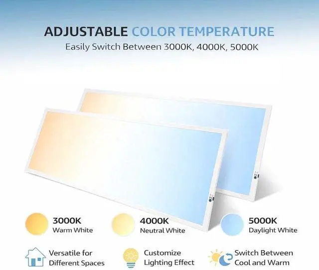 Alt view image 6 of 6 - 2X4 LED Flat Panel Light with Emergency Battery Backup, 50W 3000K/4000K/5000K, 0-10V Dimmable, 6250 Lumens, LED Drop Ceiling Lights, 100-277V, UL Listed(2 Pack)