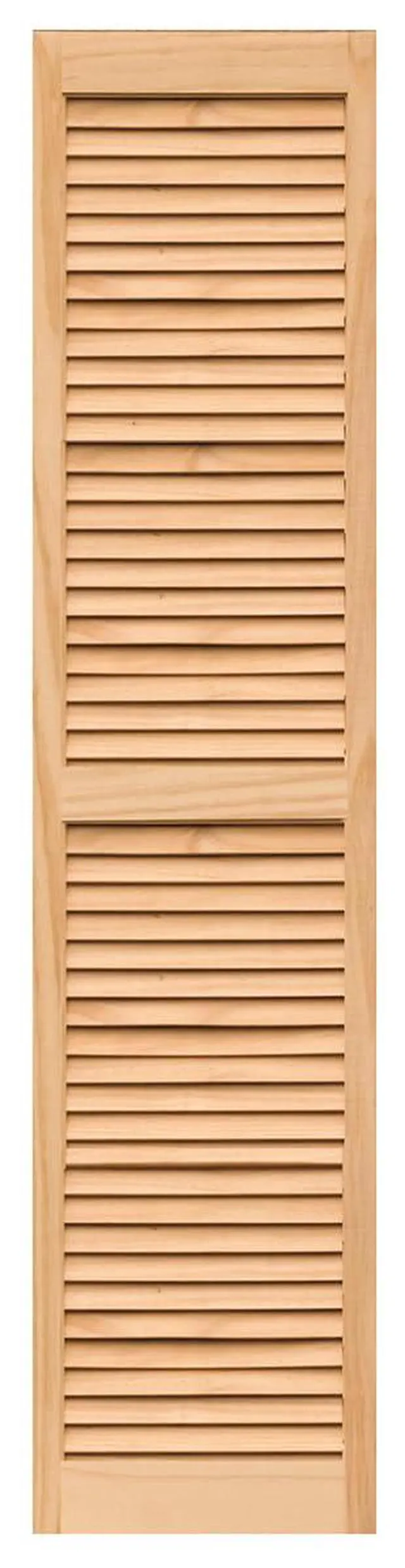 Alt view image 2 of 6 - SHL59 Exterior Solid Wood Louvered Window Shutters, 15" x 59", Unfinished Pine