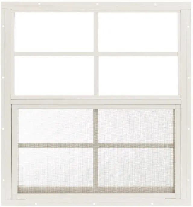 Main image of 24x27 Shed Windows, Flush Mount Sliding Windows with Tempered Glass & Screens, White, 2-Pack