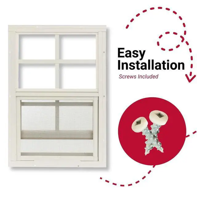 Alt view image 5 of 6 - 24x27 Shed Windows, Flush Mount Sliding Windows with Tempered Glass & Screens, White, 2-Pack