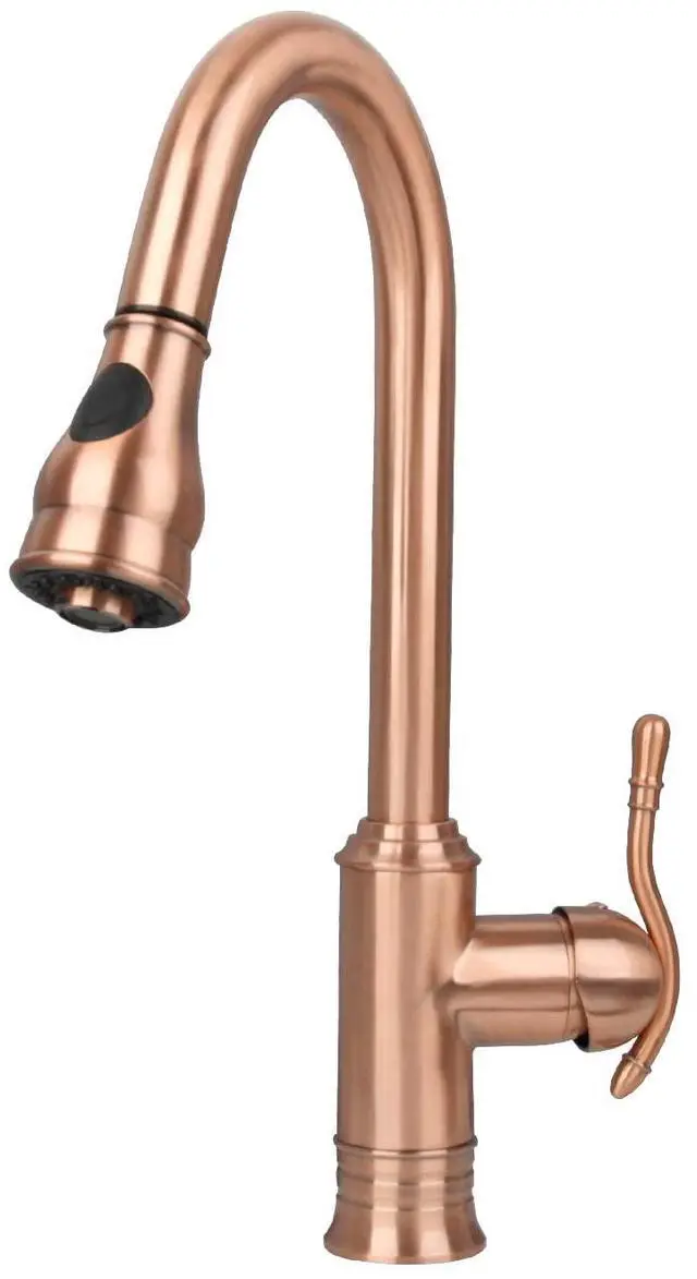 Main image of Pull Out Kitchen Faucet, Single Level Solid Brass Kitchen Sink Faucets with Pull Down Sprayer (Copper)