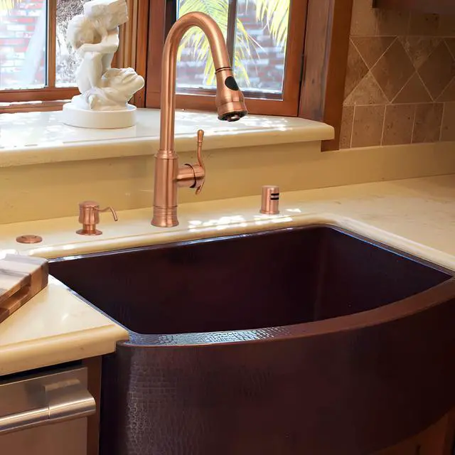 Alt view image 2 of 6 - Pull Out Kitchen Faucet, Single Level Solid Brass Kitchen Sink Faucets with Pull Down Sprayer (Copper)