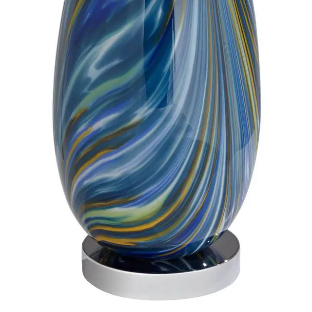 Alt view image 6 of 6 - Pablo Modern Style 3-Way Table Lamp with Table Top Dimmer 27" Tall Multi Color Blue Art Glass Fabric Drum Shade for Living Room Bedroom Bedside Nightstand Home (Color May Vary)