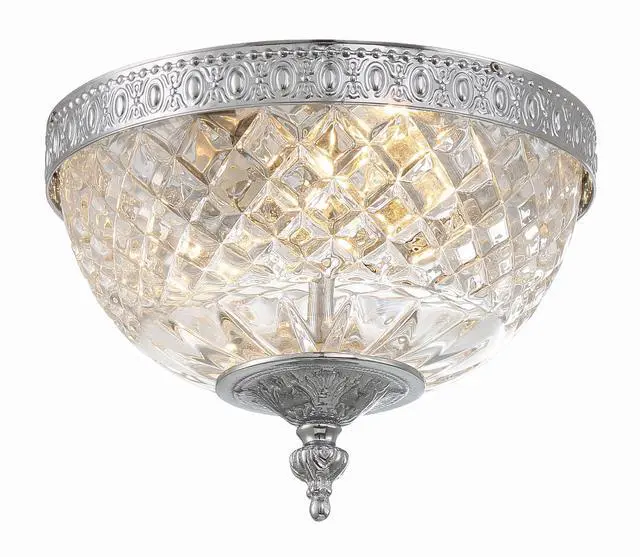 Main image of 2 Light Polished Chrome Crystal Flush Mount