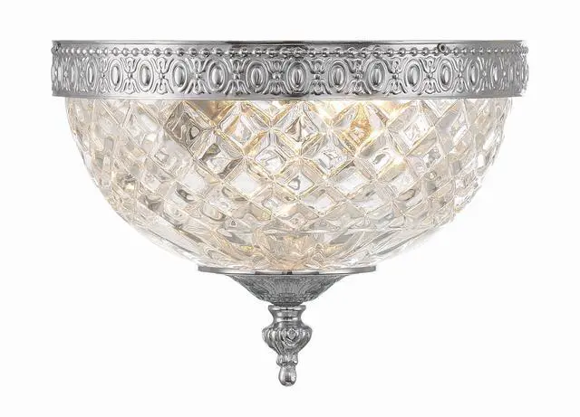 Alt view image 2 of 6 - 2 Light Polished Chrome Crystal Flush Mount