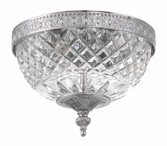 Alt view image 3 of 6 - 2 Light Polished Chrome Crystal Flush Mount
