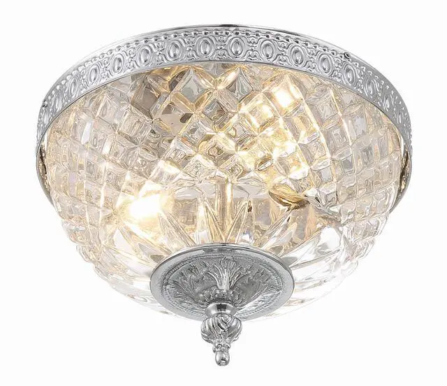 Alt view image 4 of 6 - 2 Light Polished Chrome Crystal Flush Mount