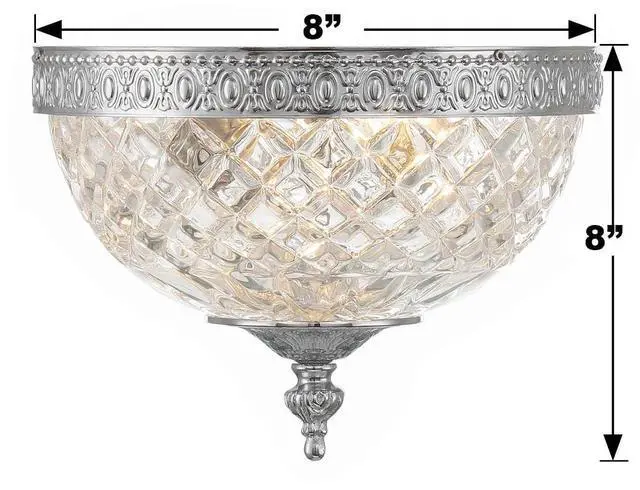 Alt view image 6 of 6 - 2 Light Polished Chrome Crystal Flush Mount