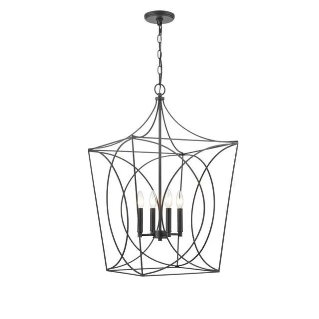 Alt view image 2 of 6 - Tracy - 4 Light Pendant-30.5 Inches Tall and 18 Inches Wide-Matte Black Finish -Traditional Installation