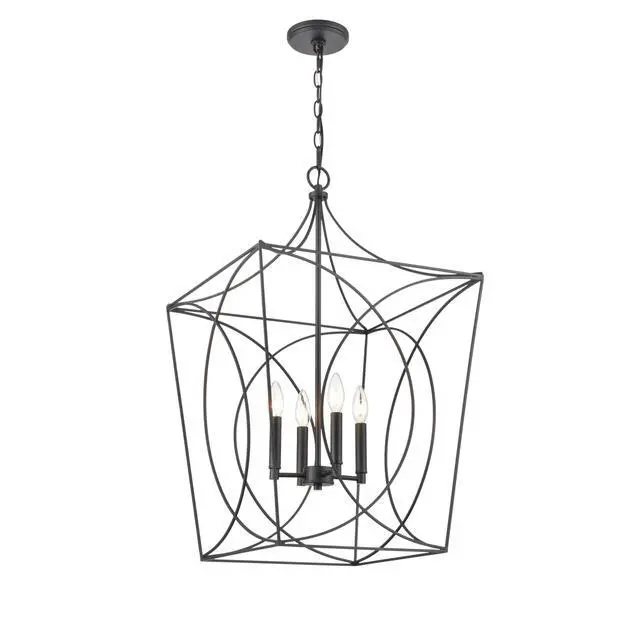 Alt view image 3 of 6 - Tracy - 4 Light Pendant-30.5 Inches Tall and 18 Inches Wide-Matte Black Finish -Traditional Installation
