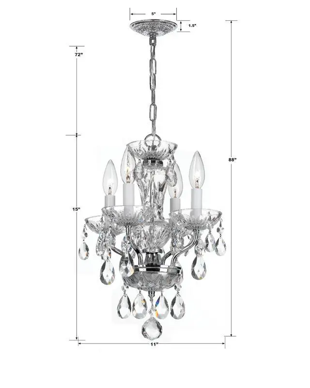 Alt view image 6 of 6 - Welton 11'' Hand Cut Crystal Polished Chrome Chandelier