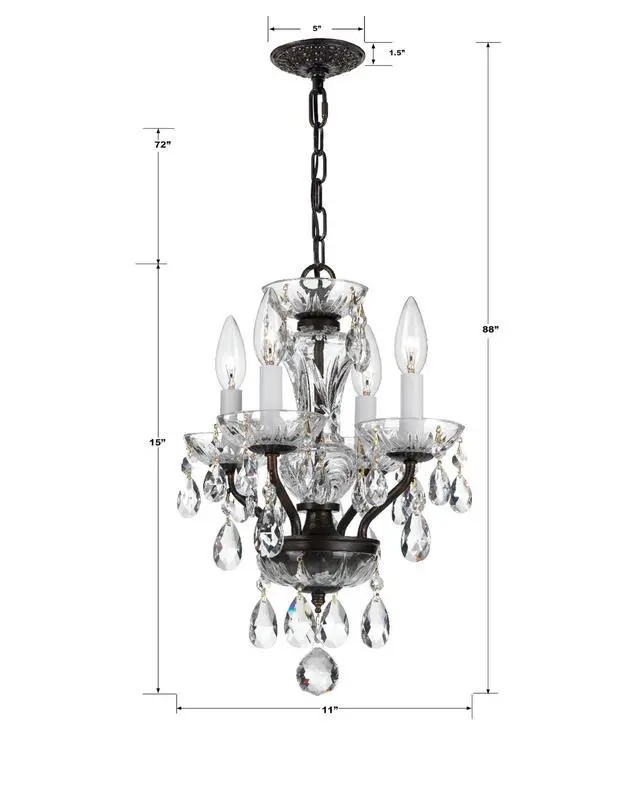 Alt view image 6 of 6 - Welton 11'' Hand Cut Crystal English Bronze Chandelier