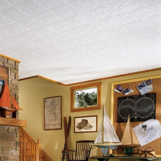 Alt view image 3 of 4 - Ceiling Tiles; 1x1 Ceiling Tiles - 40 pc White; Acoustic Ceilings for Suspended Grid; Grenoble 258