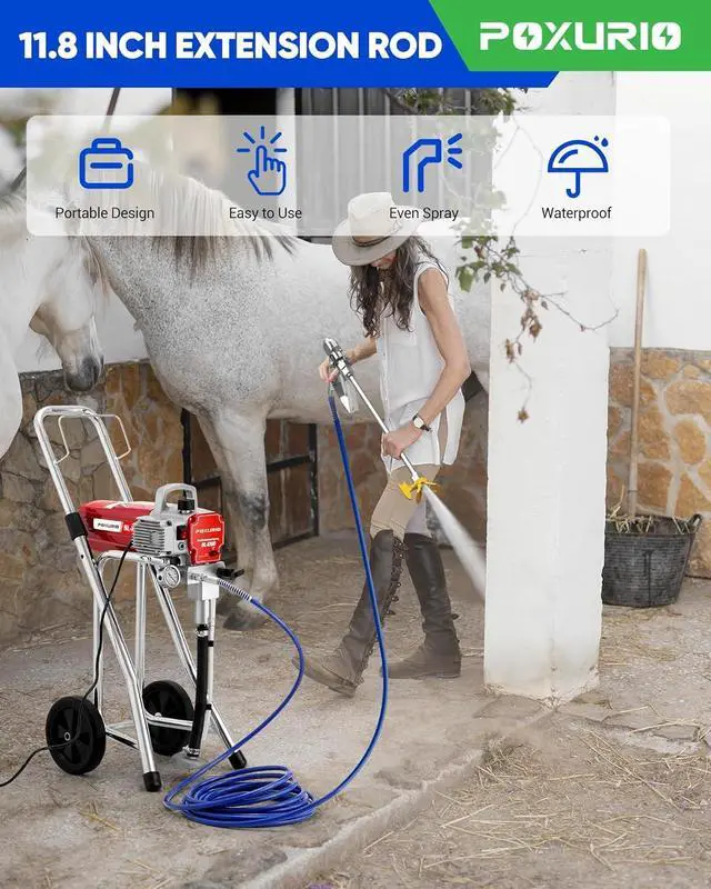 Alt view image 4 of 6 - Airless Paint Sprayer, 3300PSI 1200W High Efficiency Airless Sprayer, Fine and Even Painting Effect, Extension Rod, Indoor Paint Sprayer for Walls, Home Interior, House Painting, DIY Red