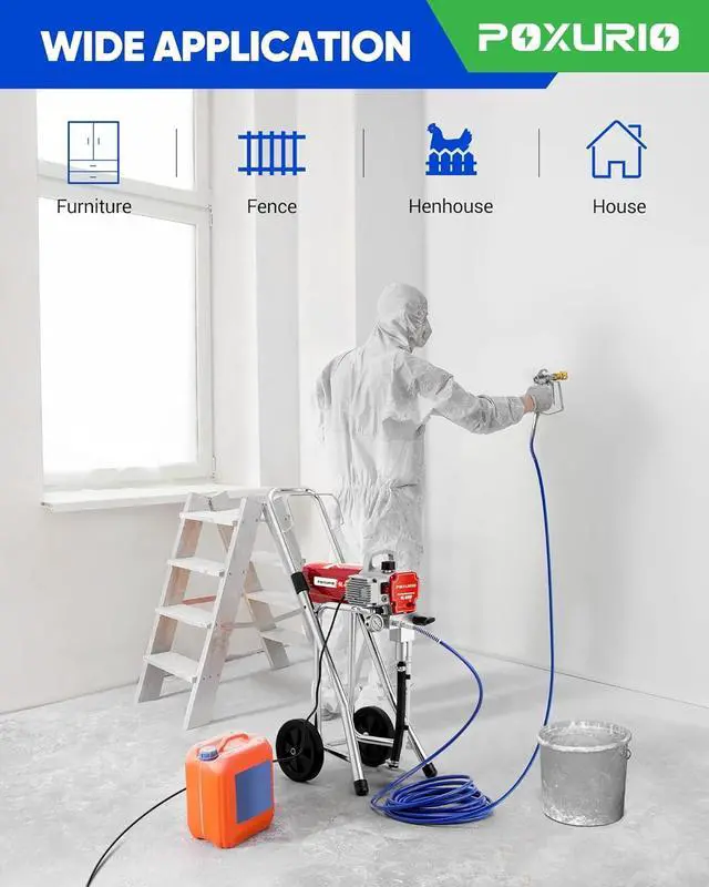Alt view image 5 of 6 - Airless Paint Sprayer, 3300PSI 1200W High Efficiency Airless Sprayer, Fine and Even Painting Effect, Extension Rod, Indoor Paint Sprayer for Walls, Home Interior, House Painting, DIY Red