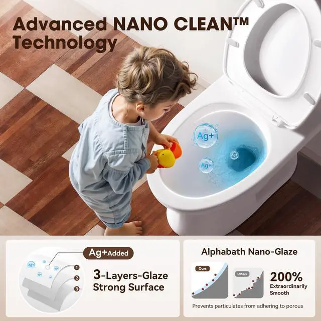 Alt view image 5 of 6 - One Piece Toilets for Bathrooms, 17" Comfort Height Toilet with Soft Close Seat, Dual Flush 0.8/1.28 GPF, cUPC&WaterSense Certified, Easy to Clean & Install, ADA Height, 12" Rough-In