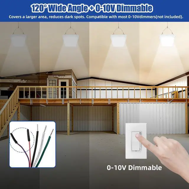 Alt view image 3 of 6 - 200W LED Linear High Bay Shop Lights, 24000LM LED Linear Work Shop Light 140LM/W, 100-277V, 5000K Adjustable Tilt Hanging Commercial Linear High Bay Lights for Workshop Garage, 4-Pack