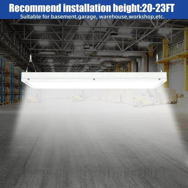 Alt view image 4 of 6 - 200W LED Linear High Bay Shop Lights, 24000LM LED Linear Work Shop Light 140LM/W, 100-277V, 5000K Adjustable Tilt Hanging Commercial Linear High Bay Lights for Workshop Garage, 4-Pack