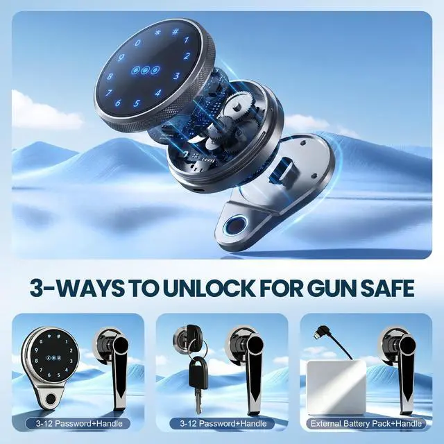 Alt view image 4 of 6 - 3-4 Gun Safe for Rifles And Pistols Electronic Lock, Quick Access Gun Safe, Rifle Safe with Removable Shelf, Alarm System, Gun Cabinet for Bedroom Closet or Garage No Assembly Needed