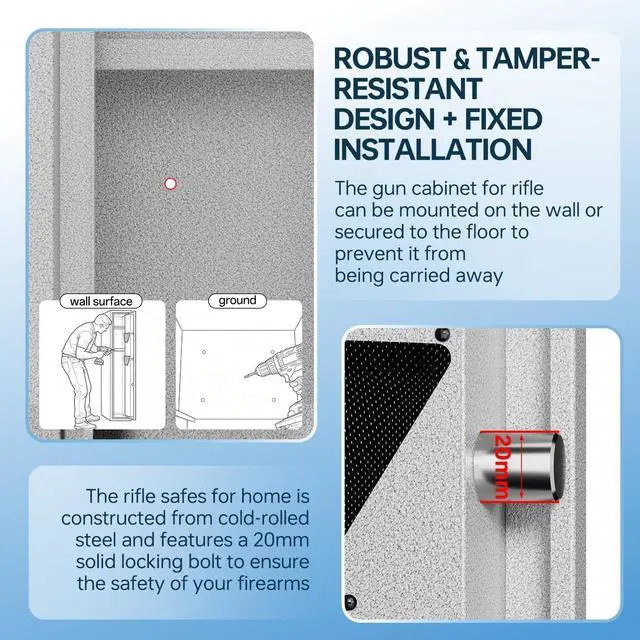 Alt view image 5 of 6 - 3-4 Gun Safe for Rifles And Pistols Electronic Lock, Quick Access Gun Safe, Rifle Safe with Removable Shelf, Alarm System, Gun Cabinet for Bedroom Closet or Garage No Assembly Needed