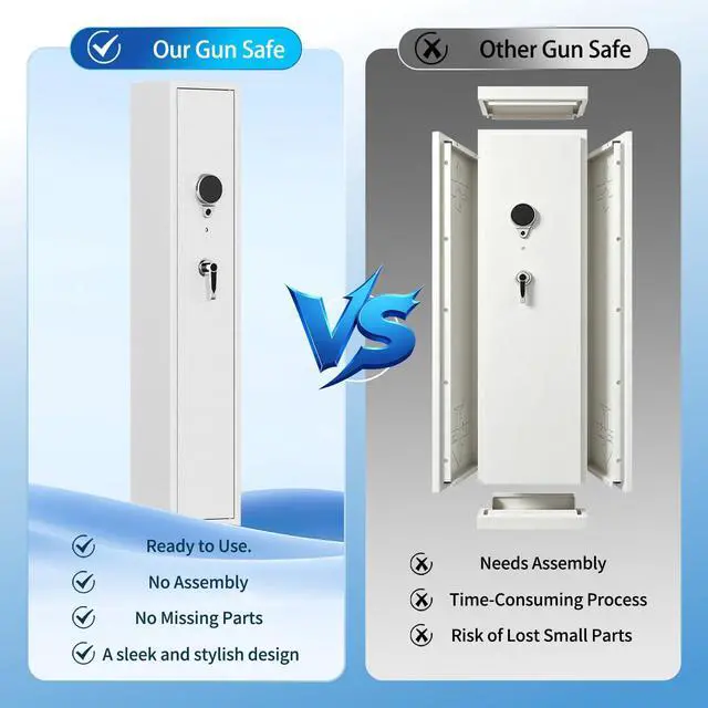 Alt view image 6 of 6 - 3-4 Gun Safe for Rifles And Pistols Electronic Lock, Quick Access Gun Safe, Rifle Safe with Removable Shelf, Alarm System, Gun Cabinet for Bedroom Closet or Garage No Assembly Needed