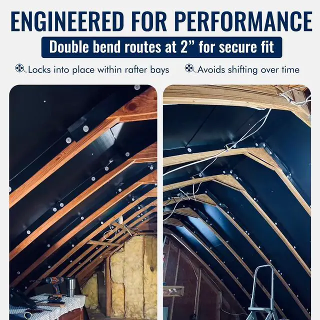 Alt view image 6 of 6 - SmartBaffle 16 Attic Insulation Baffle - Polyethylene Attic Baffles for 14.5" Rafter Bays with 2" Air Channel - Rafter Vents Improve Roof Ventilation and Prevent Insulation Blockage - Black- 36 pieces