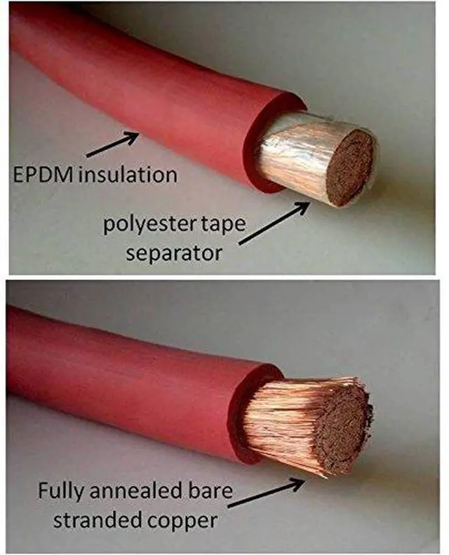 Alt view image 5 of 6 - 2/0 AWG 2/0 Gauge Red and Black Welding Lead & Car Battery Copper Cable Wire - Car, RV, Inverter, Solar, Battery